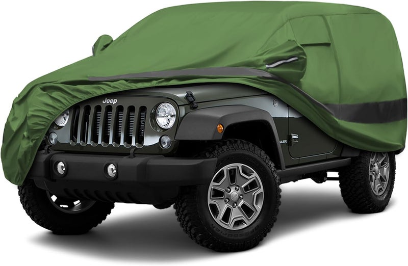 JURMON Heavy Duty Outdoor Car Cover Compatible with Jeep Wrangler 2 Door,Waterproof All Weather for Automobiles, Outdoor Full Cover Rain Sun UV Protection with Zipper Cotton - Image 1